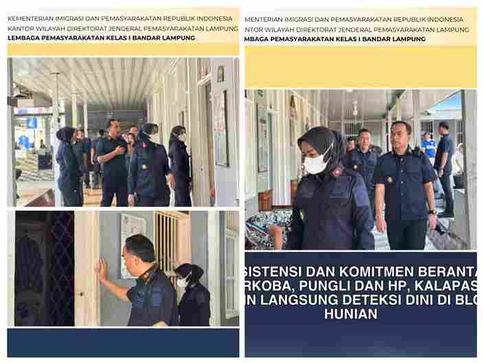 Kepala Lembaga Pemasyarakatan Kelas 1 Bandar Lampung Pimpin Langsung Deteksi Dini di Blok Hunian
