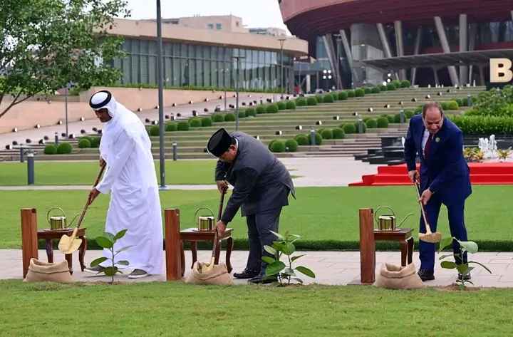 PRESIDEN PRABOWO TANAM POHON BANYAN BERSAMA PARA PEMIMPIN BRICS