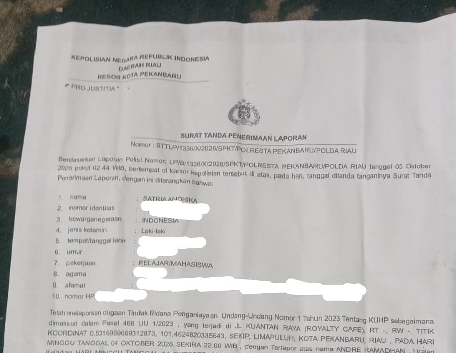 Jelang Aksi di DPRD Pekanbaru, Mahasiswa Alami Penganiyaan dan Intimidasi, Tempuh Jalur Hukum